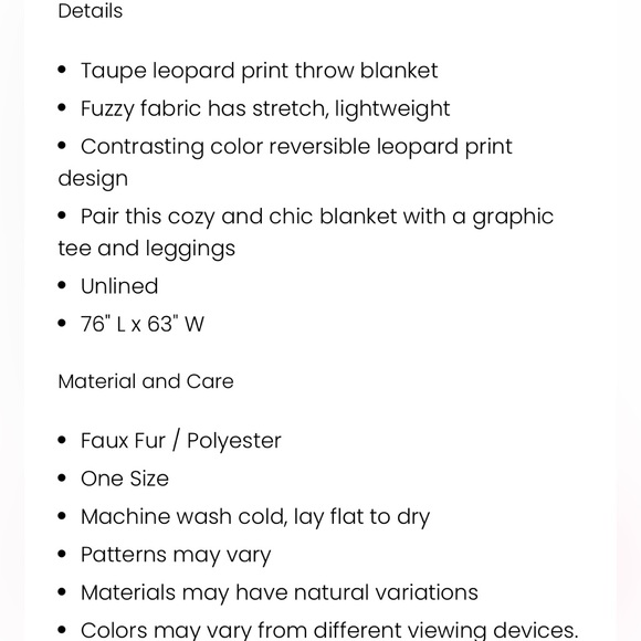 Pink lily Make Me Believe Taupe Leopard Print Blanket - Picture 4 of 4